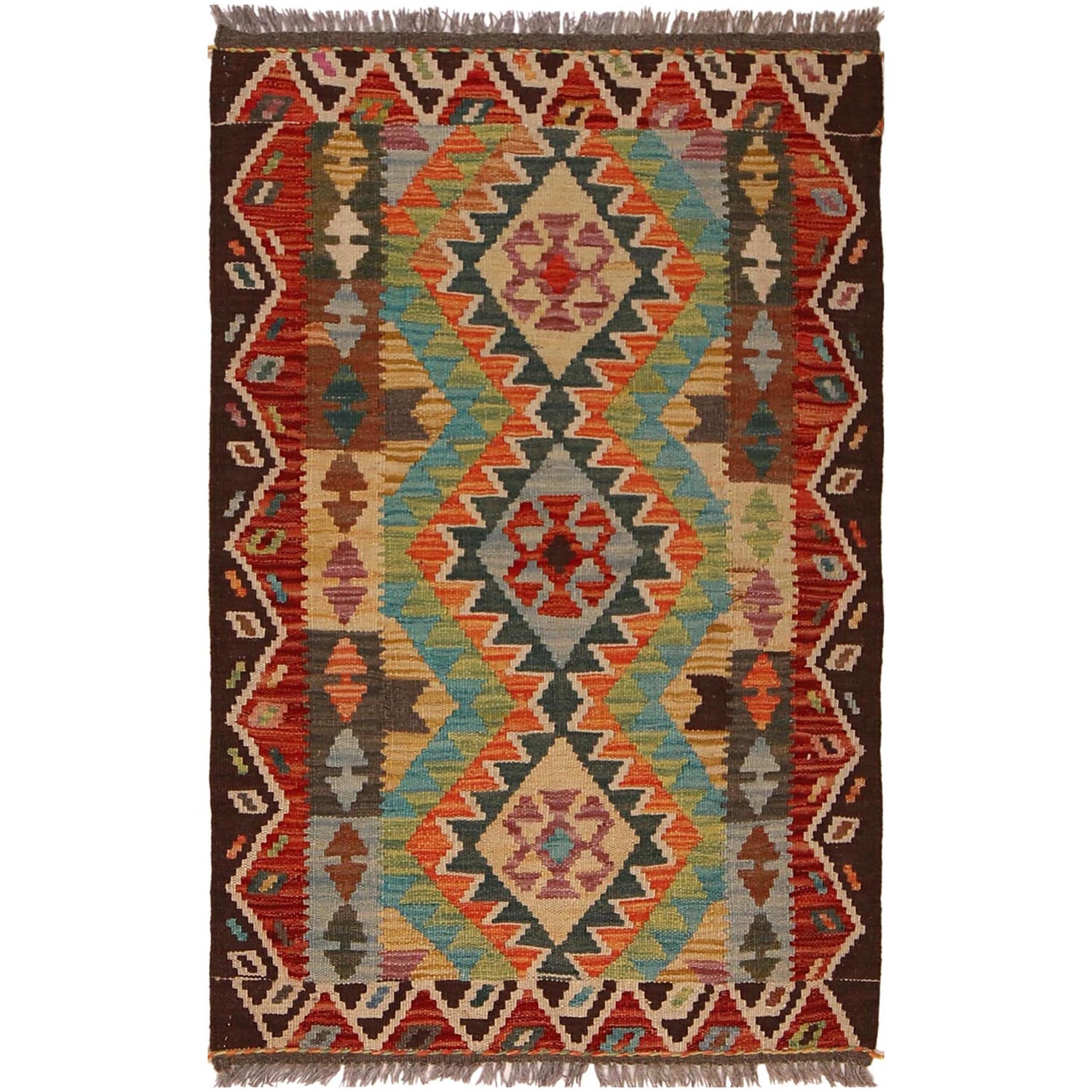 Handmade Vegetable Kilim 2' 7" x 4' 0" (ft) - No. W34754