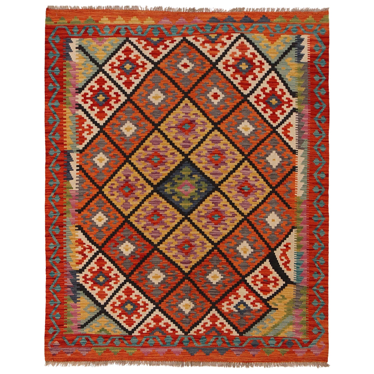 Handmade Vegetable Kelim 5' 0 x 6' 3 (ft) - No. W34755