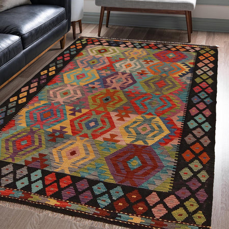 Handmade Vegetable Kelim 4' 11 x 6' 9 (ft) - No. W34777