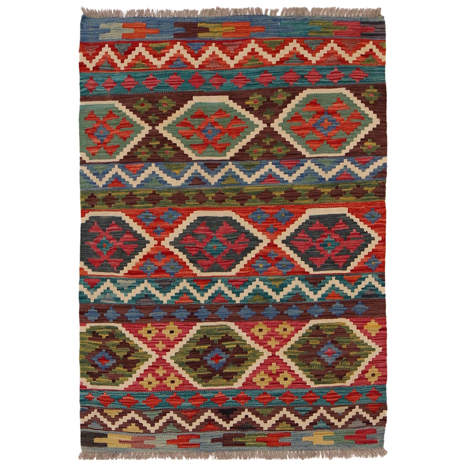 Handmade Vegetable Kilim 3' 2"  x 4' 7" (ft) - No. W34780
