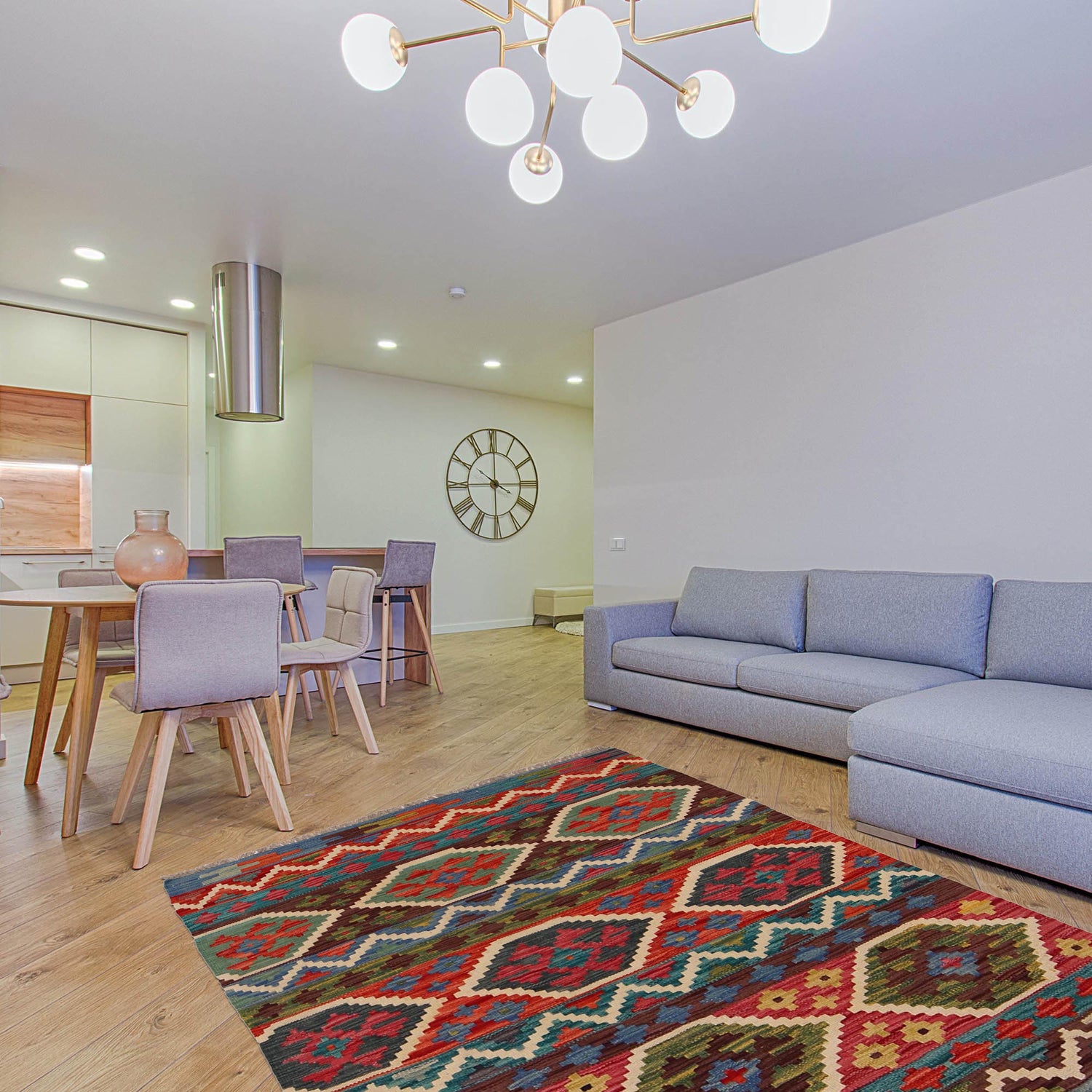 Handmade Vegetable Kilim 3' 2"  x 4' 7" (ft) - No. W34780