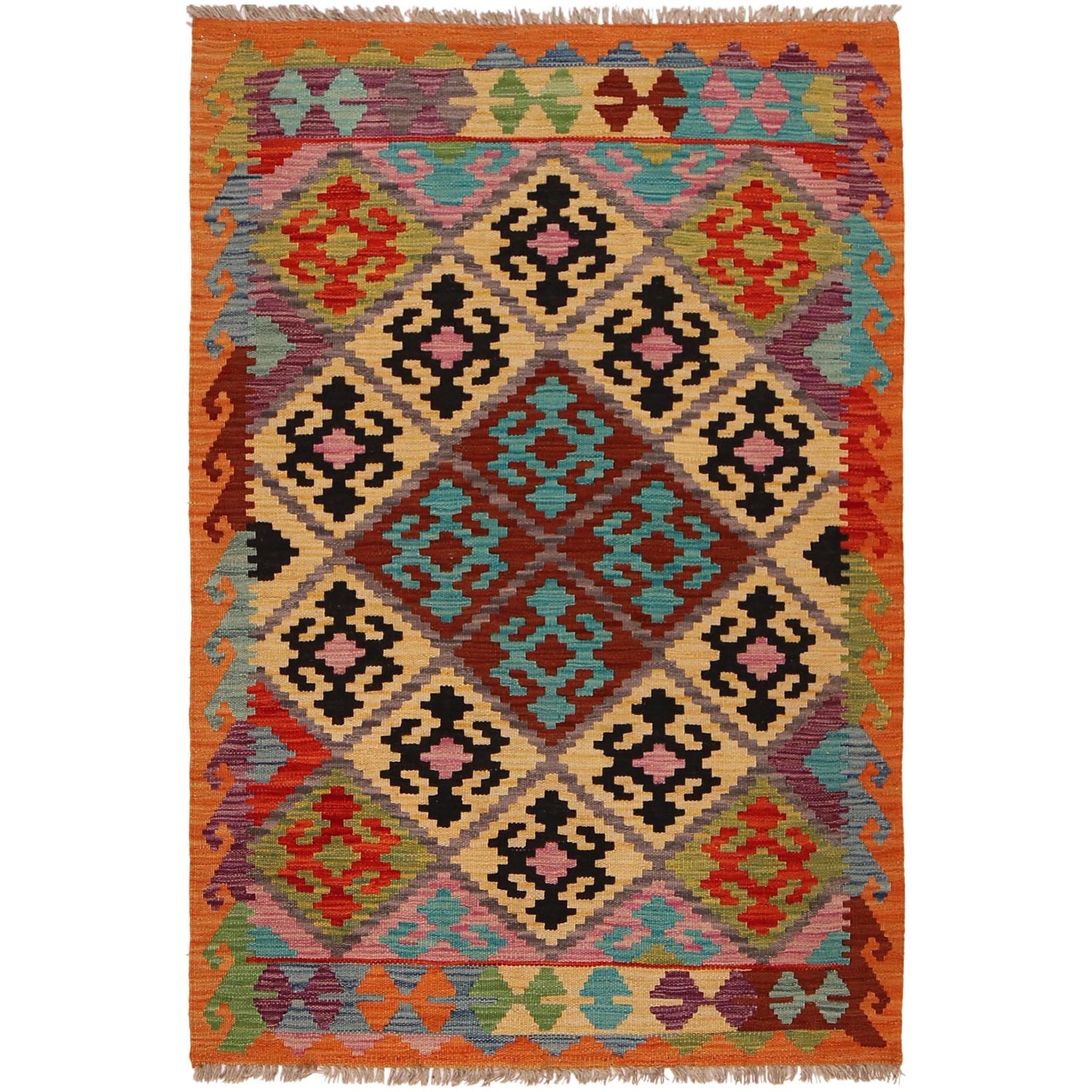 Handmade Vegetable Kilim 3' 4"  x 5' 0" (ft) - No. W34784