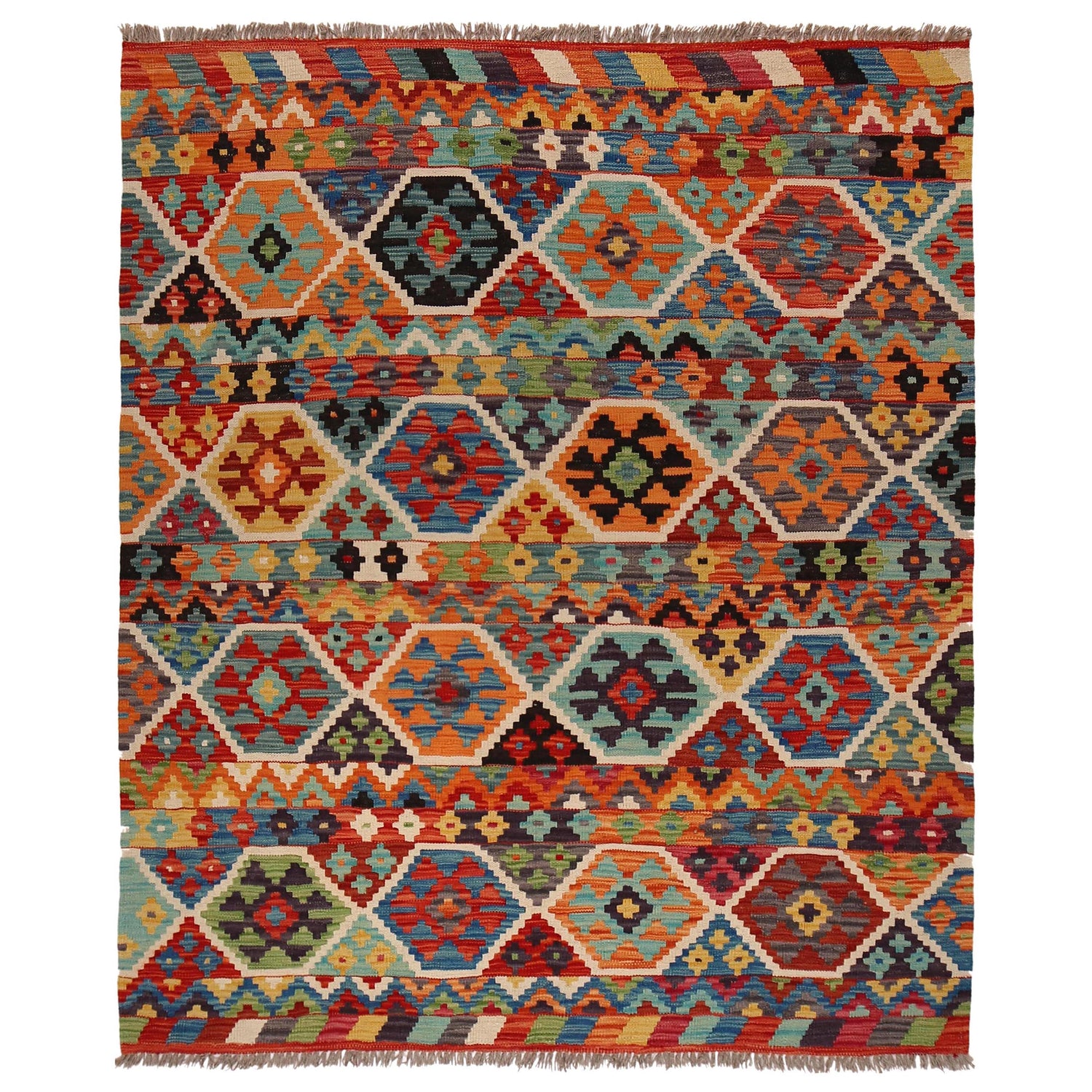Handmade Vegetable Kilim 5' 1 x 6' 1 (ft) - No. W34789