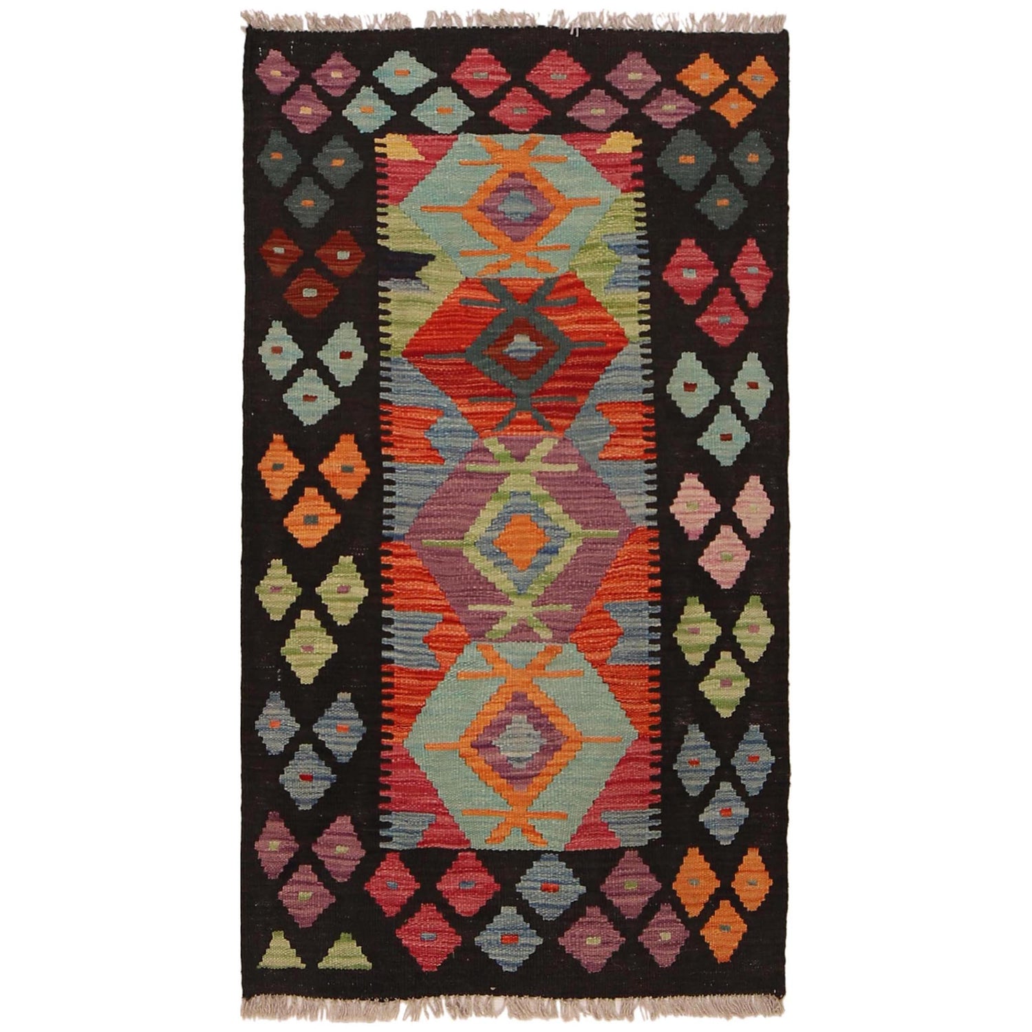 Handmade Vegetable Kilim 2' 4" x 4' 3" (ft) - No. W34793