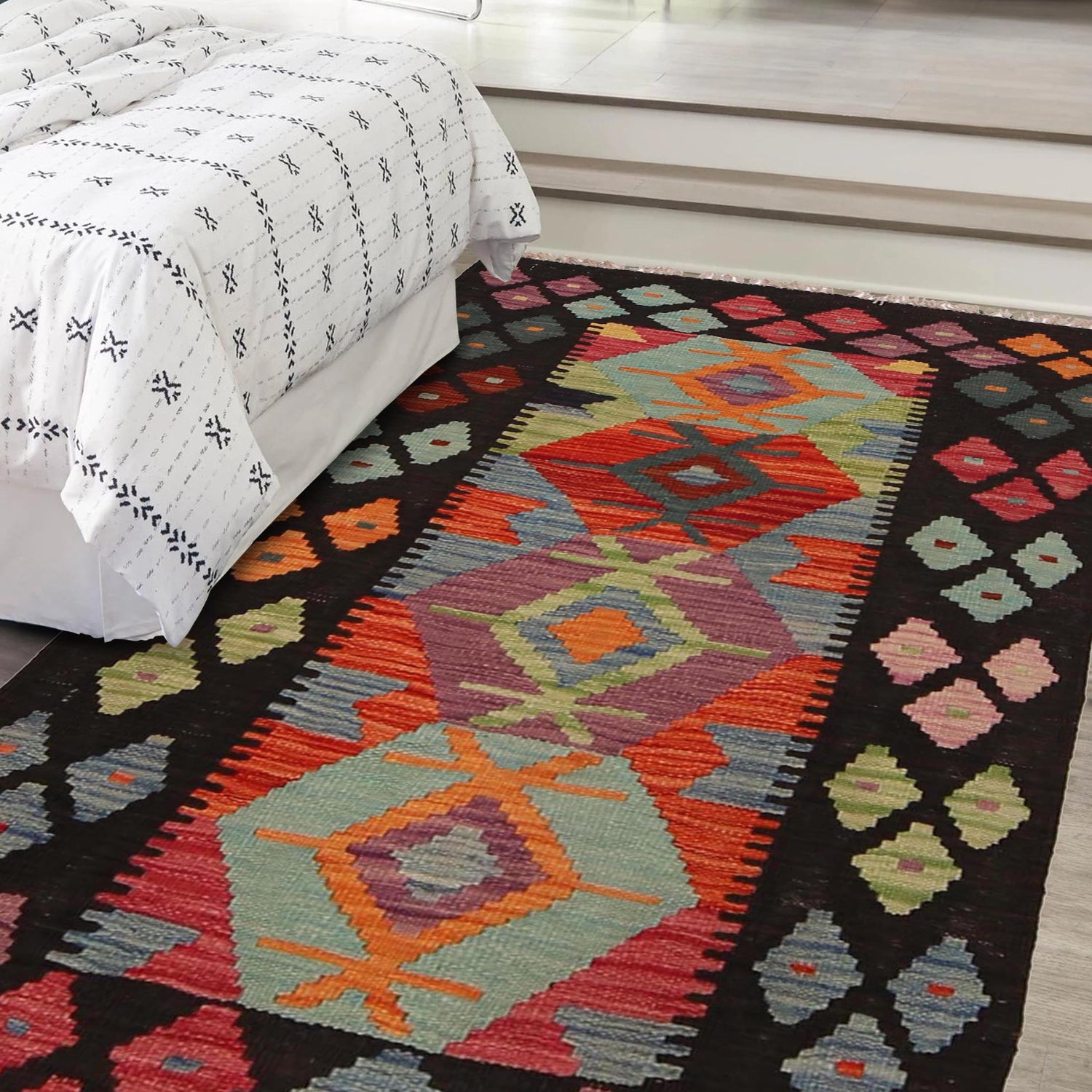 Handmade Vegetable Kilim 2' 4" x 4' 3" (ft) - No. W34793