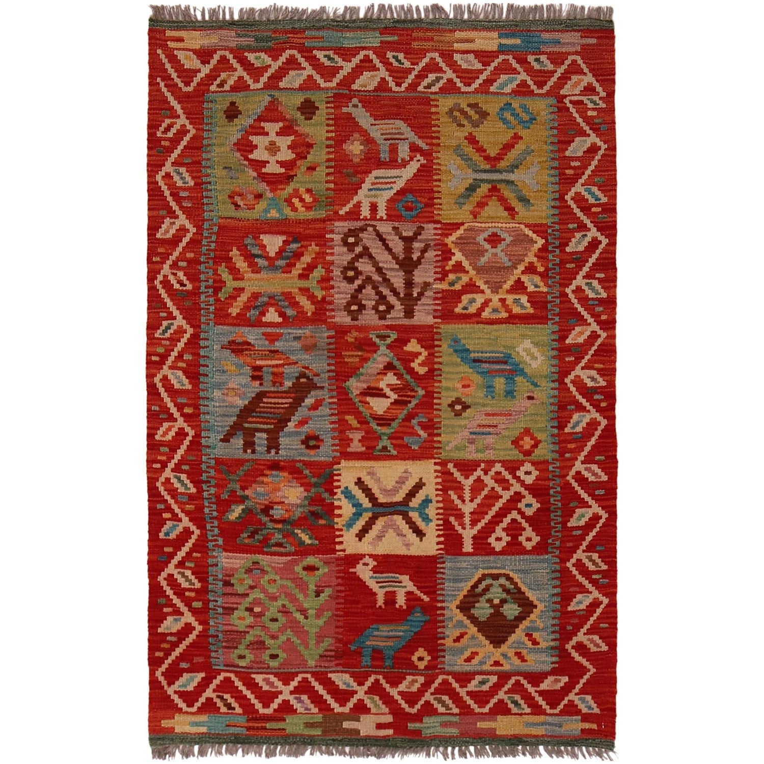 Handmade Vegetable Kilim 3' 0"  x 4' 9" (ft) - No. W34802