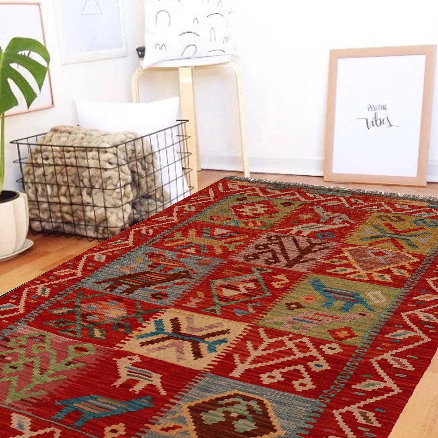 Handmade Vegetable Kilim 3' 0"  x 4' 9" (ft) - No. W34802