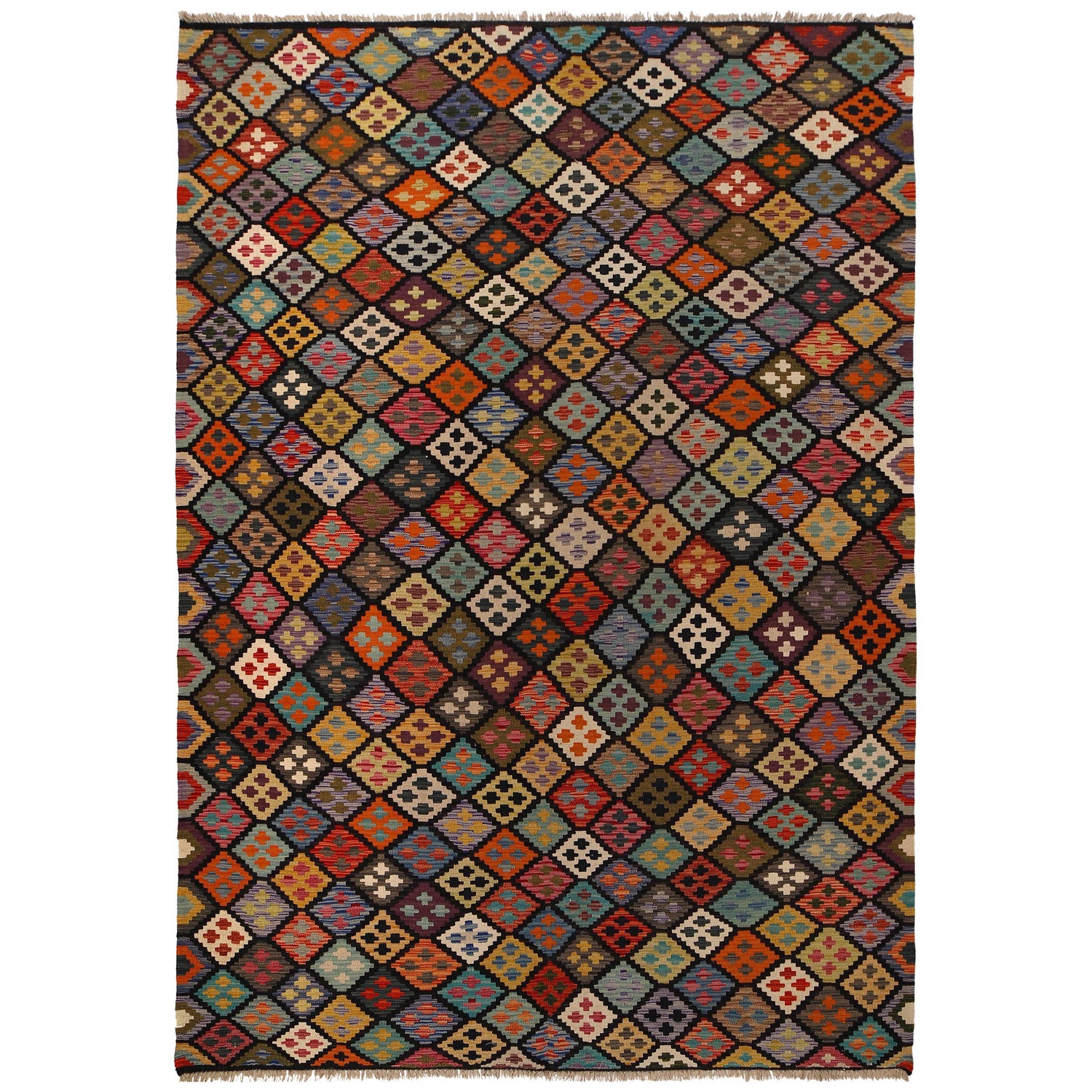 Handmade Vegetable Kilim 6' 8" x 9' 9" (ft) - No. W34806
