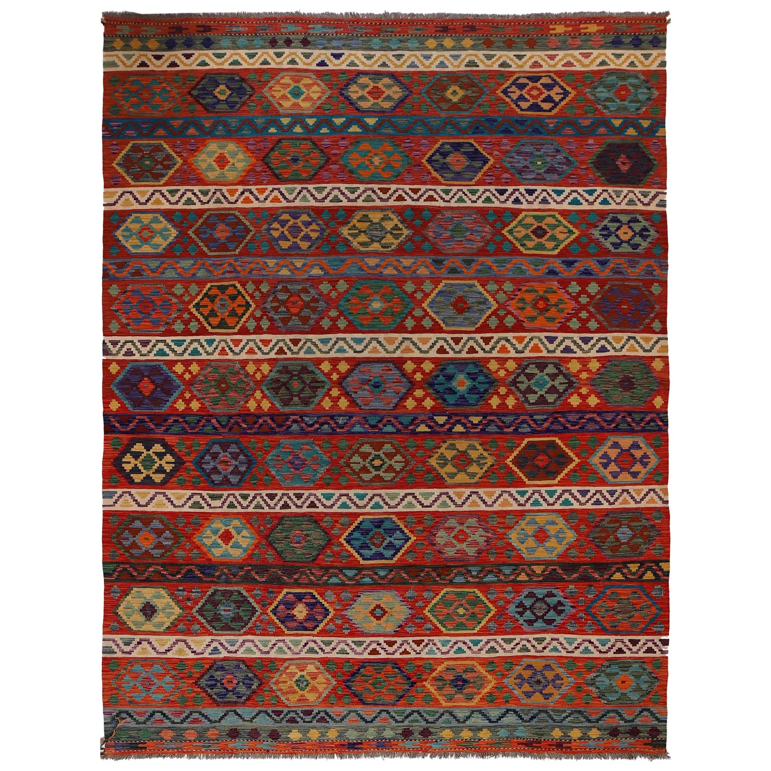 Handmade Vegetable Kilim 8' 9 x 11' 5 (ft) - No. W34811