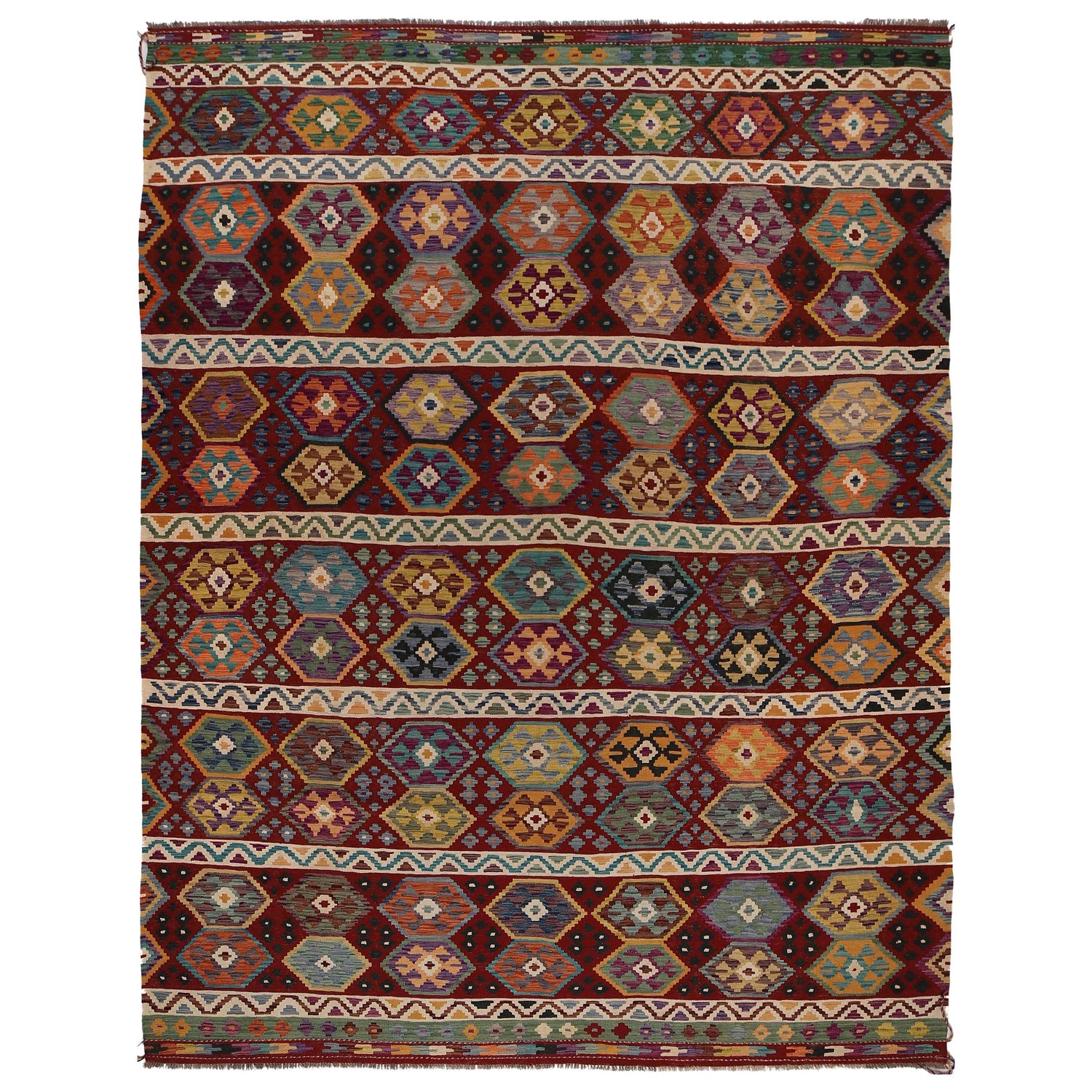 Handmade Vegetable Kelim 8' 10 x 11' 7 (ft) - No. W34812