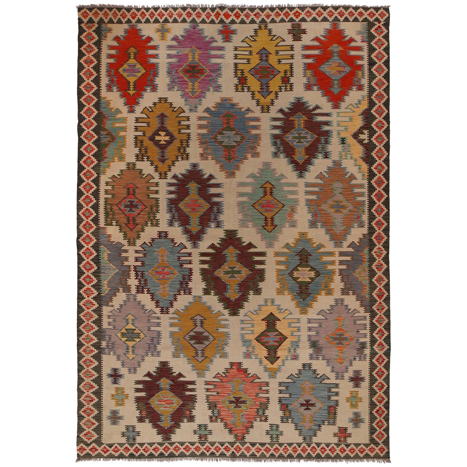 Handmade Vegetable Kilim 7' 10 x 11' 8 (ft) - No. W34814