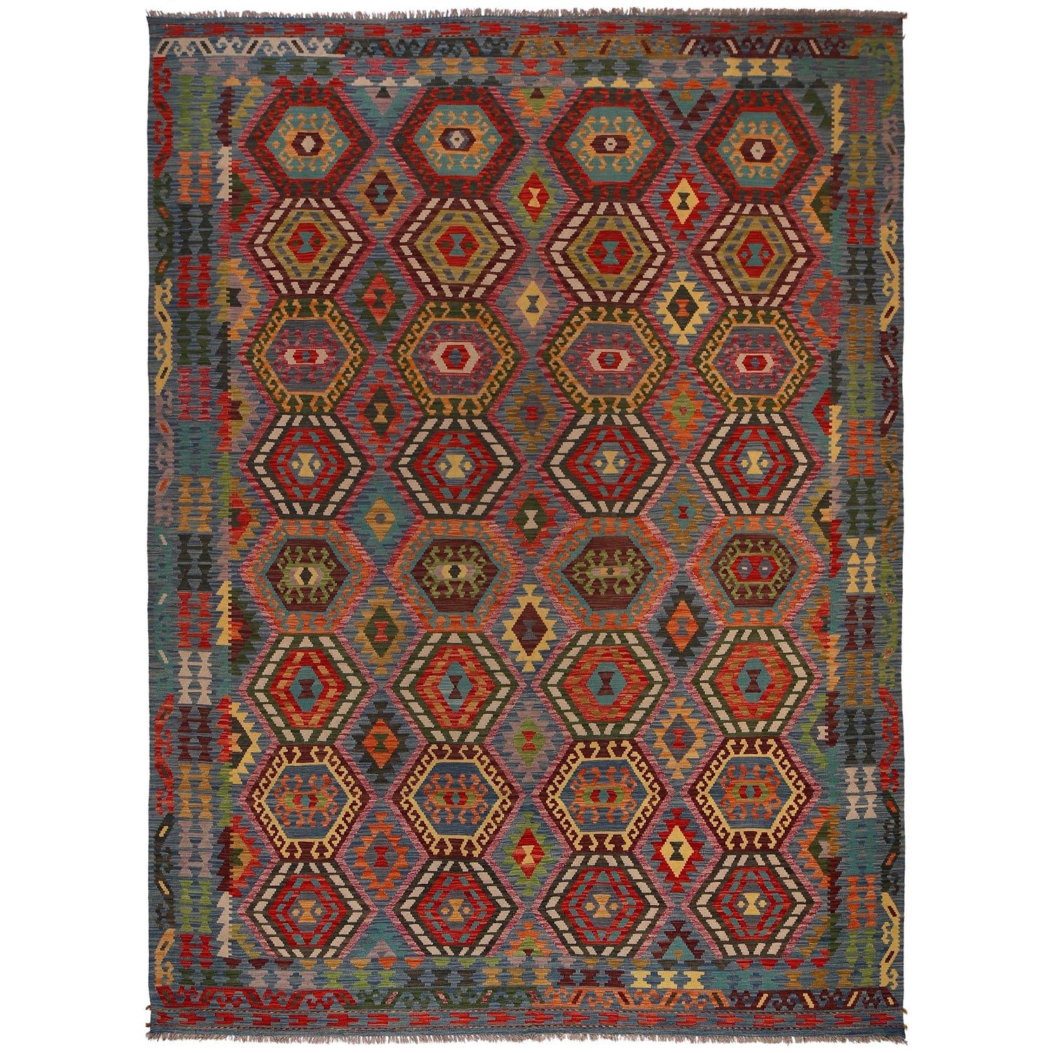 Handmade Vegetable Kilim 8' 2 x 11' 4 (ft) - No. W34816