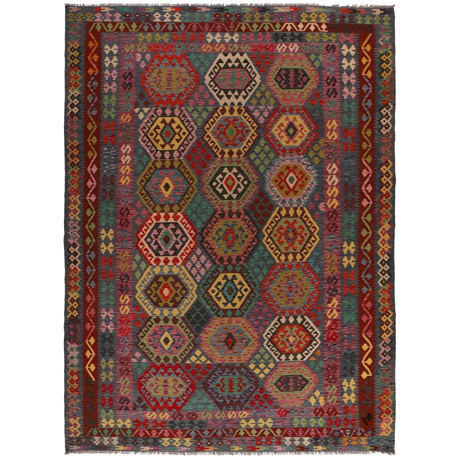 Handmade Vegetable Kelim 8' 4 x 11' 9 (ft) - No. W34817