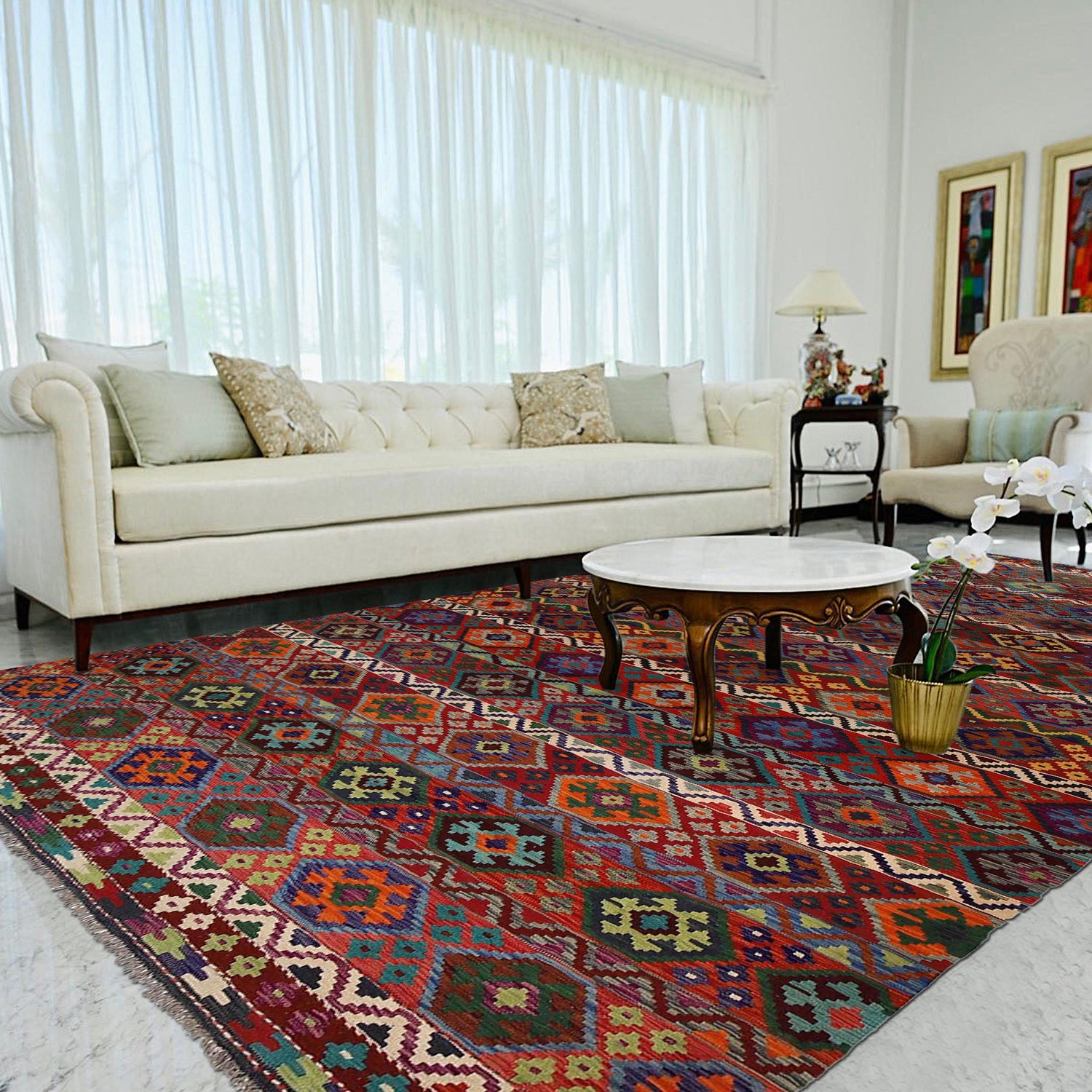 Handmade Vegetable Kelim 9' 9" x 16' 7" (ft) - No. W34819