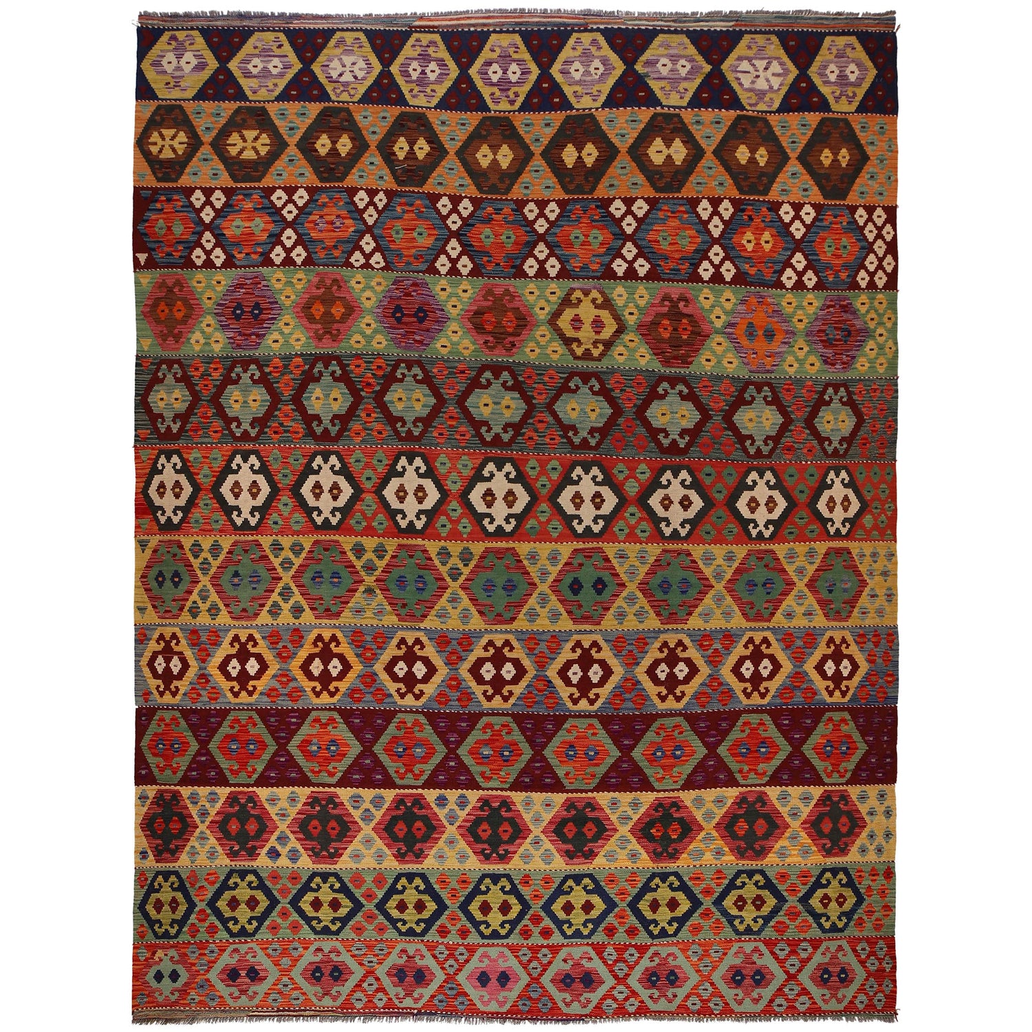 Handmade Vegetable Kelim 9' 7" x 13' 1" (ft) - No. W34820