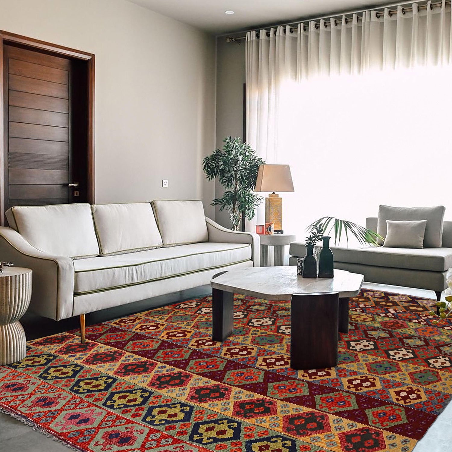 Handmade Vegetable Kelim 9' 7" x 13' 1" (ft) - No. W34820