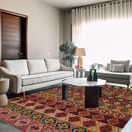 Handmade Vegetable Kelim 9' 7" x 13' 1" (ft) - No. W34820