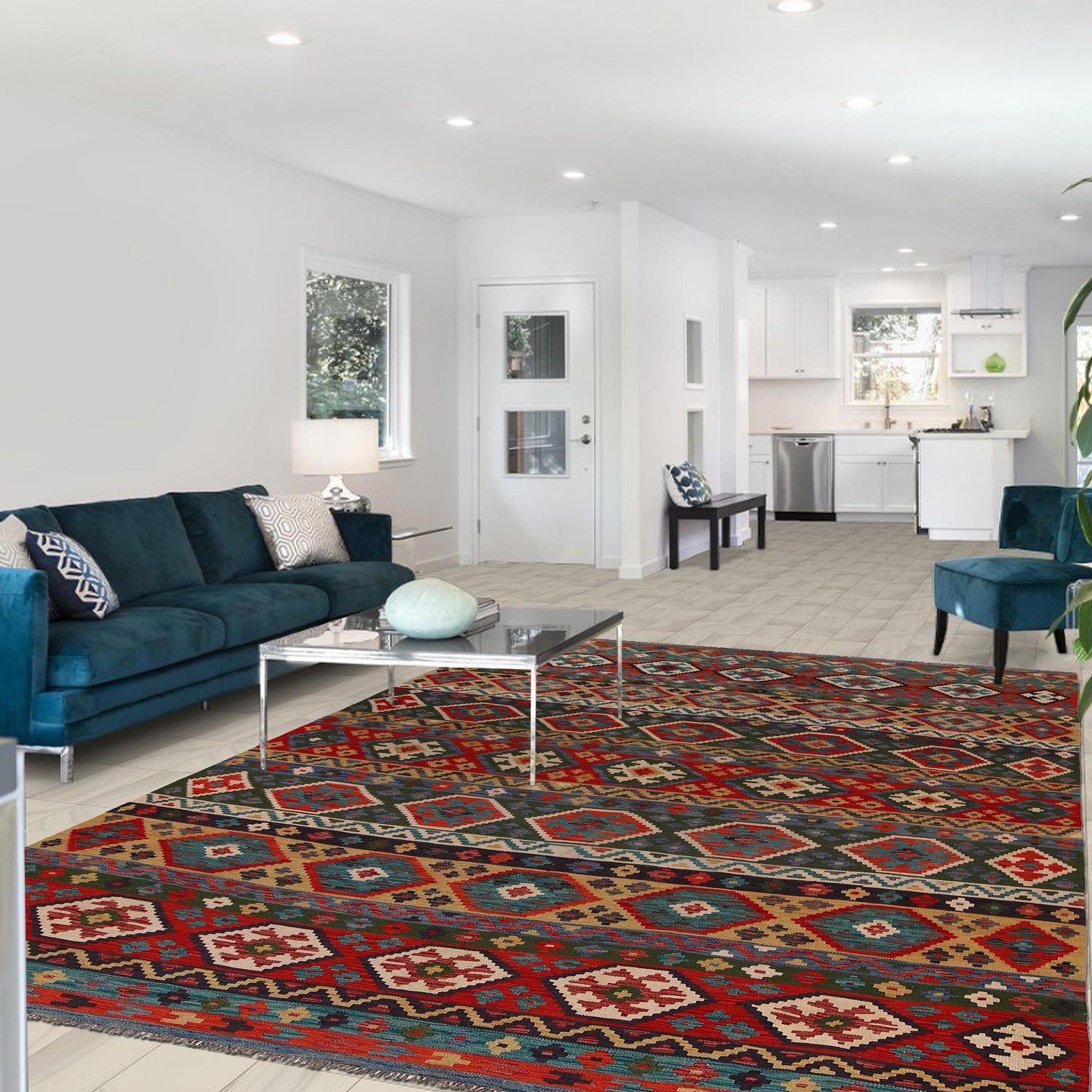 Handmade Vegetable Kelim 8' 2 x 11' 5 (ft) - No. W34822