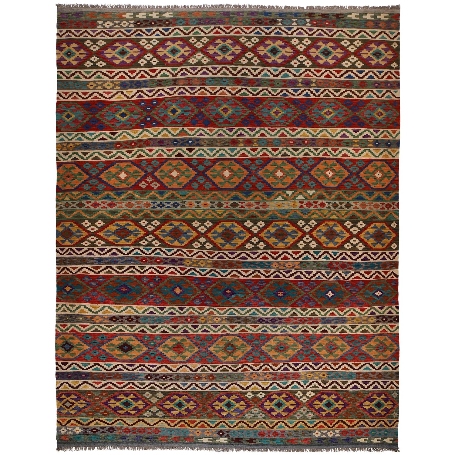Handmade Vegetable Kilim 9' 7" x 12' 10" (ft) - No. W34823