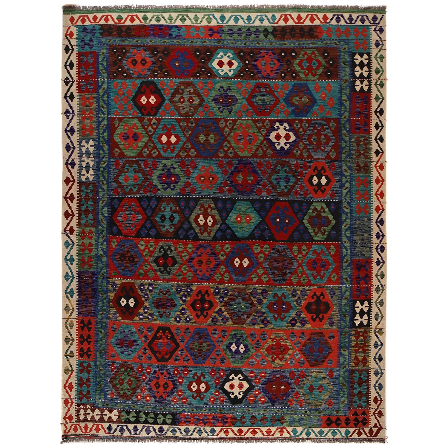 Handmade Vegetable Kilim 8' 7 x 11' 7 (ft) - No. W34824