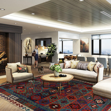 Handmade Vegetable Kilim 8' 7 x 11' 7 (ft) - No. W34824