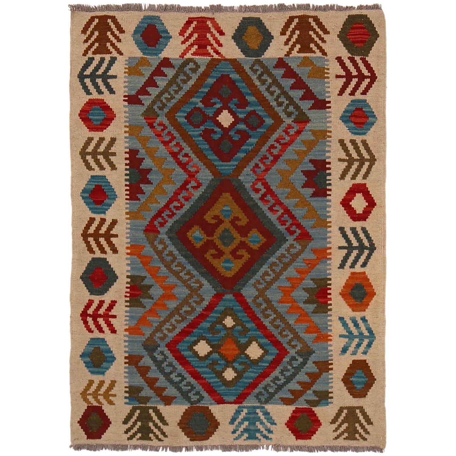 Handmade Vegetable Kelim 2' 9" x 3' 10" (ft) - No. W34831