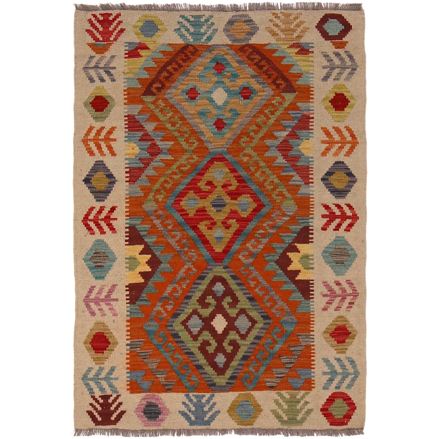 Handmade Vegetable Kilim 2' 8" x 3' 11" (ft) - No. W34840