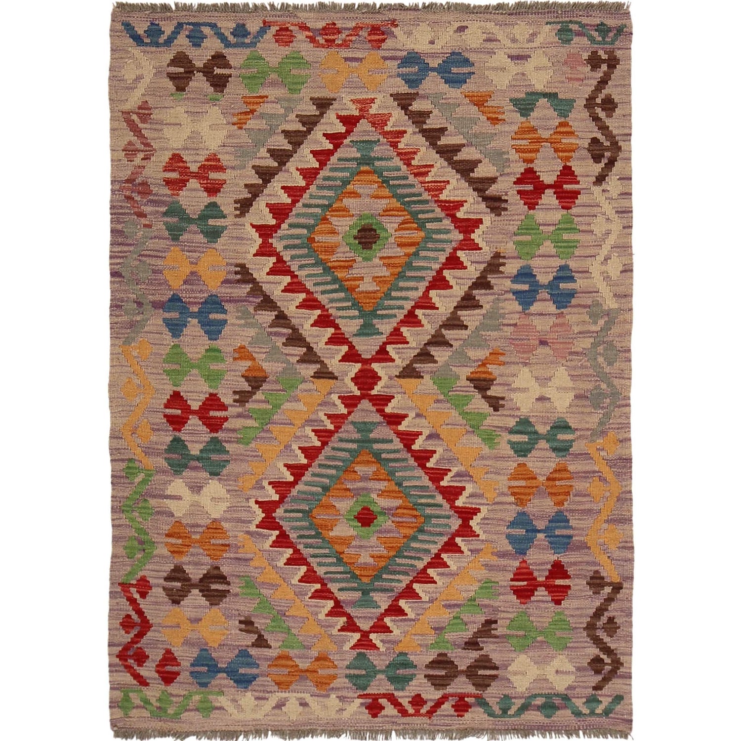 Handmade Vegetable Kilim 3' 3 x 4' 9 (ft) - No. w34843