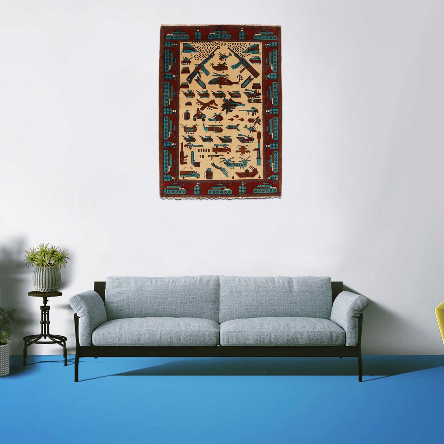 Hand Knotted War Rug 4' 2" x 5' 10" (ft) - No. W35142