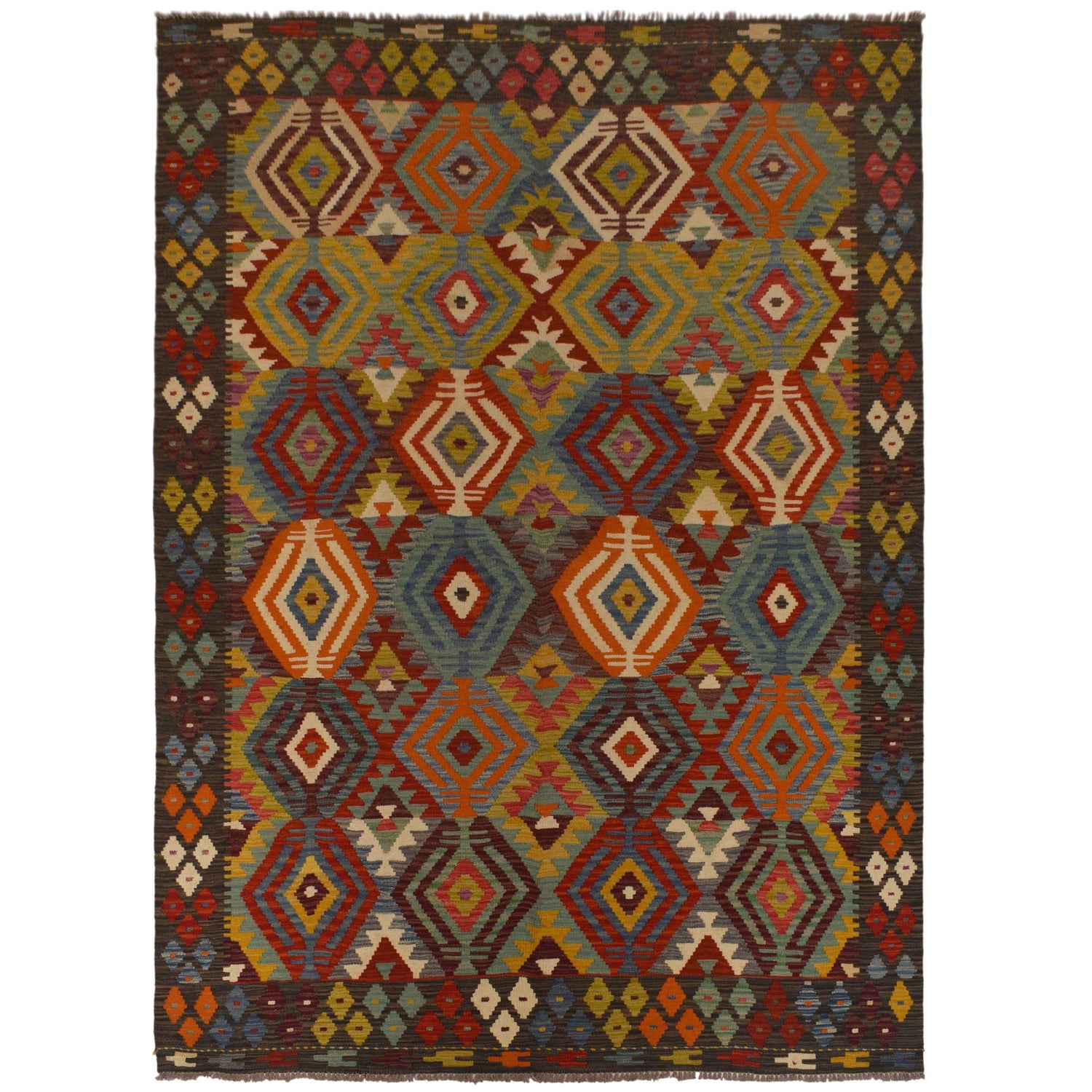 Handmade Vegetable Kilim 5' 8" x 8' 0" (ft) - No. W35526