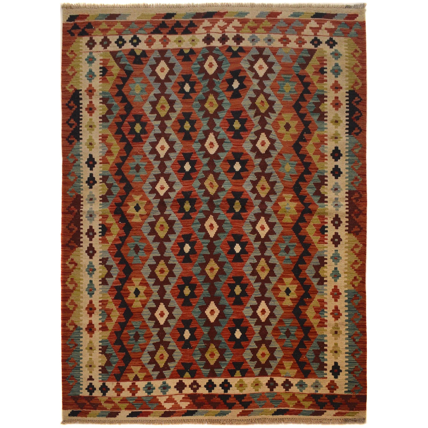 Handmade Vegetable Kelim 4' 11" x 6' 10" (ft) - No. W35531