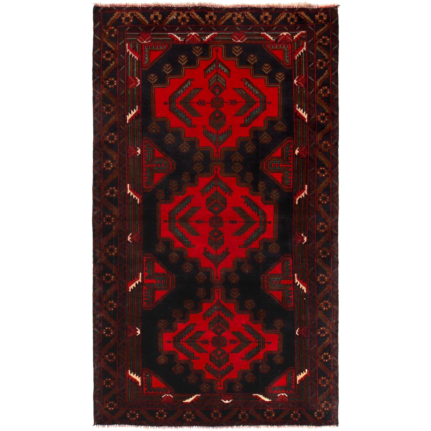 Red Color Baluchi Rug 3' 10" x 6' 8" (ft) - No. W35769