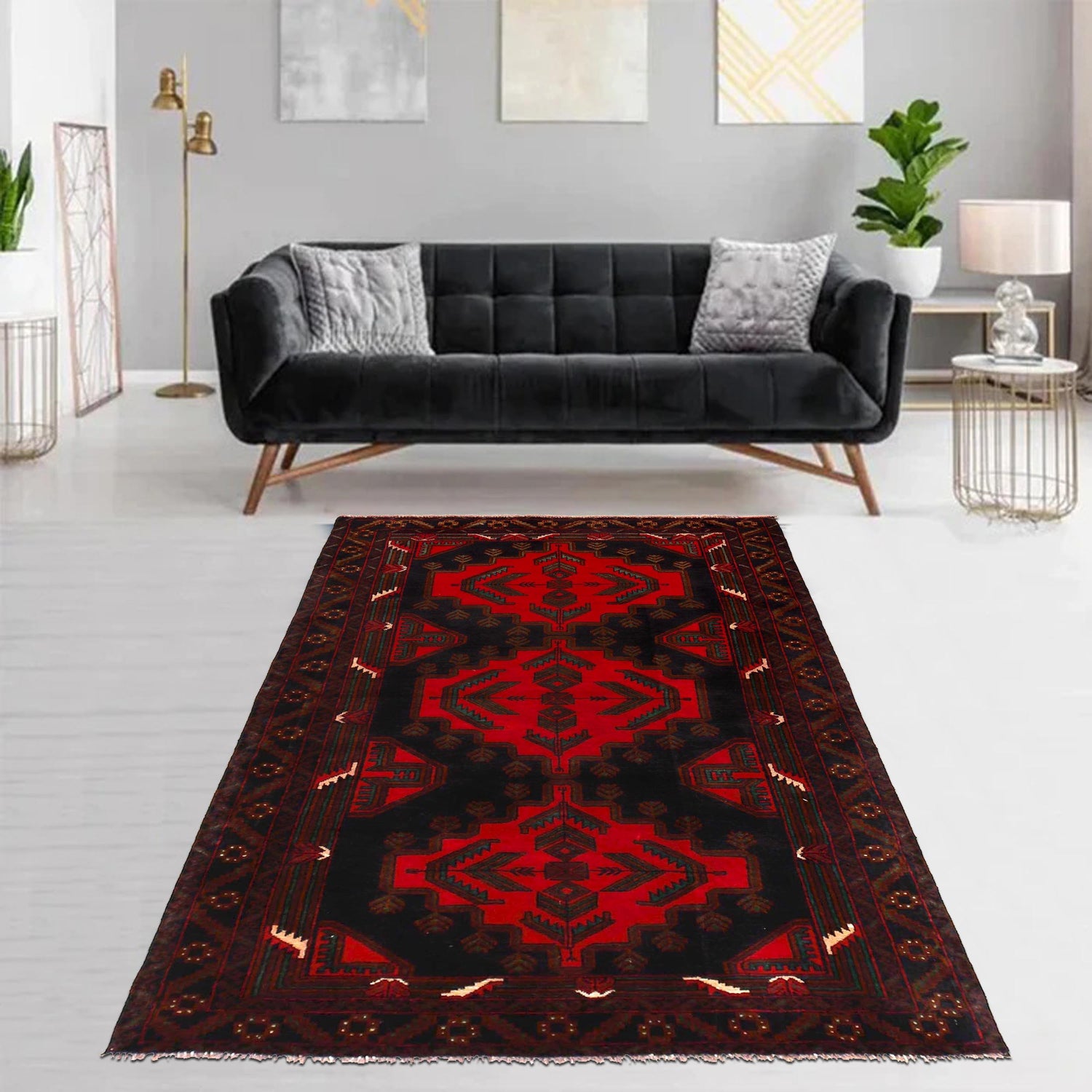 Red Color Baluchi Rug 3' 10" x 6' 8" (ft) - No. W35769