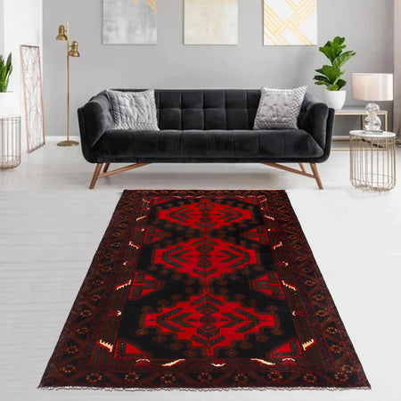 Red Color Baluchi Rug 3' 10" x 6' 8" (ft) - No. W35769