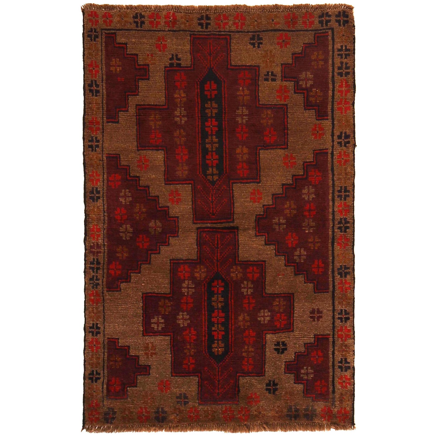 Brown Color Baluchi Rug 2' 11" x 4' 5" (ft) - No. W35777