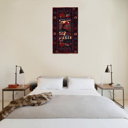 Handmade Pictorial Rug 3' 8" x 6' 9" (ft)- No. W35804