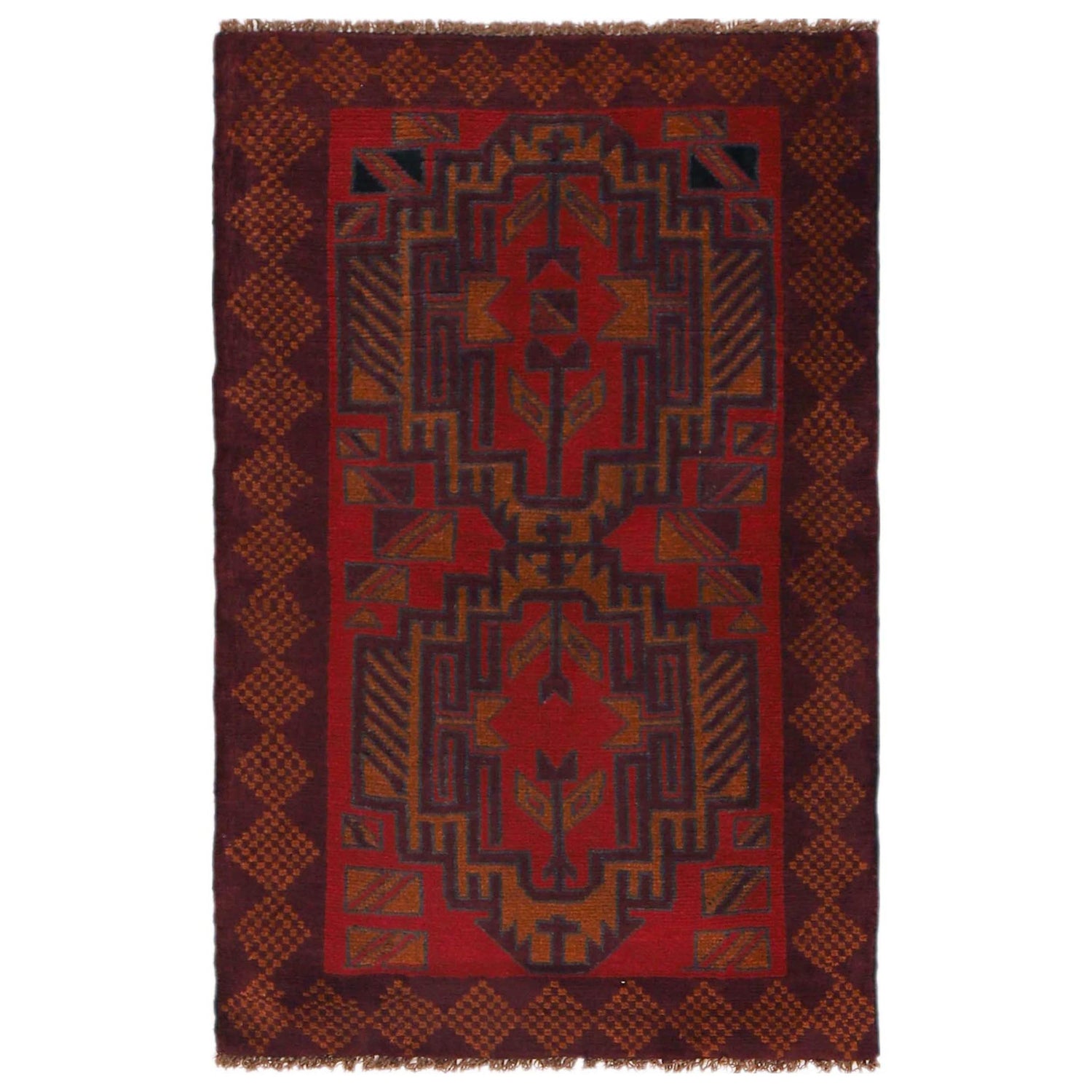 Red Color Baluchi Rug 2' 9" x 4' 5" (ft) - No. W35900