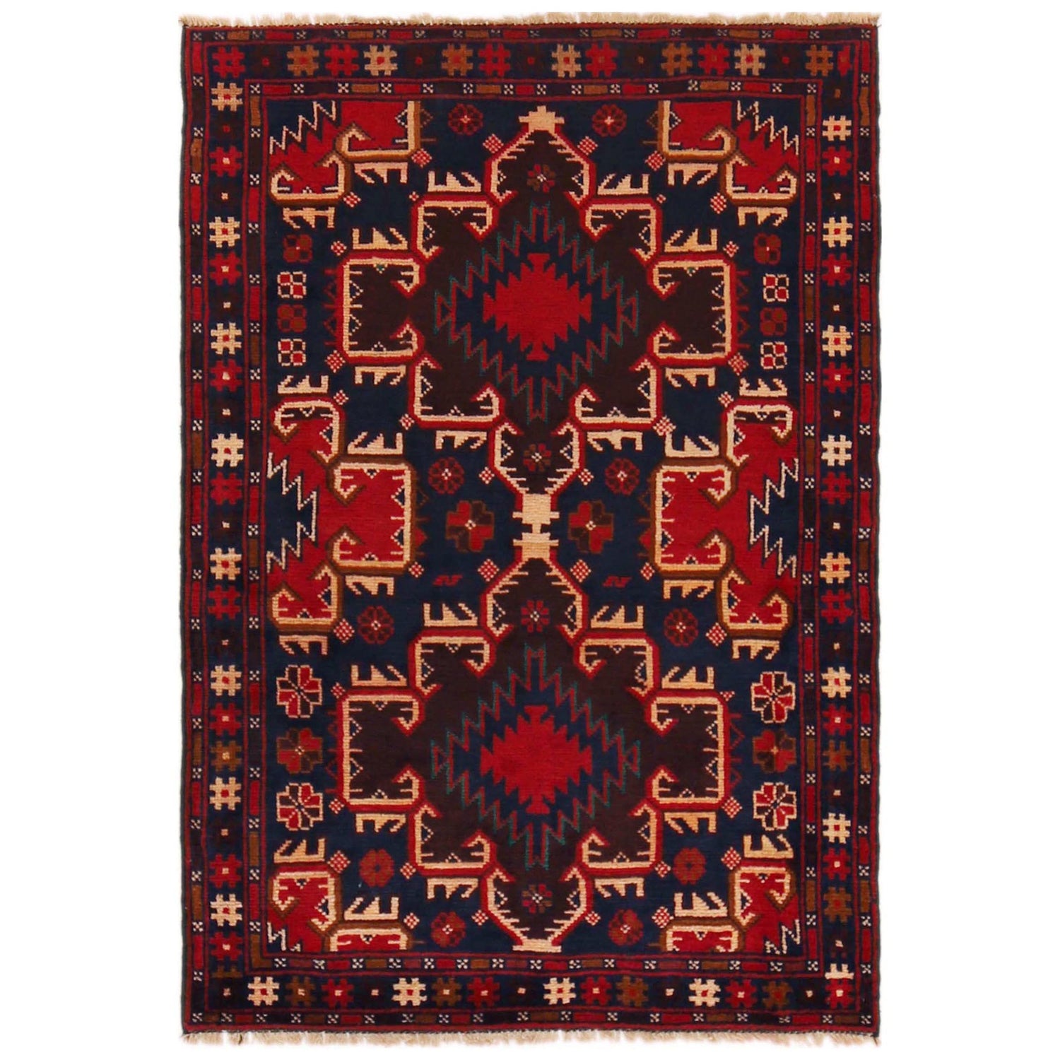 Traditional Baloch Rug 3' 1"x 4' 6" (ft) - No. W35915