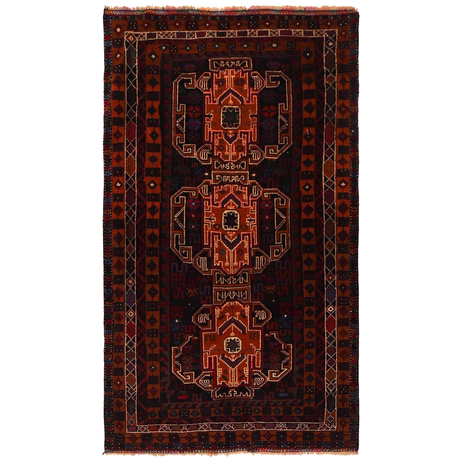 Hand Knotted Baluchi Rug 3' 2" x 5' 7" (ft) - No. W35926