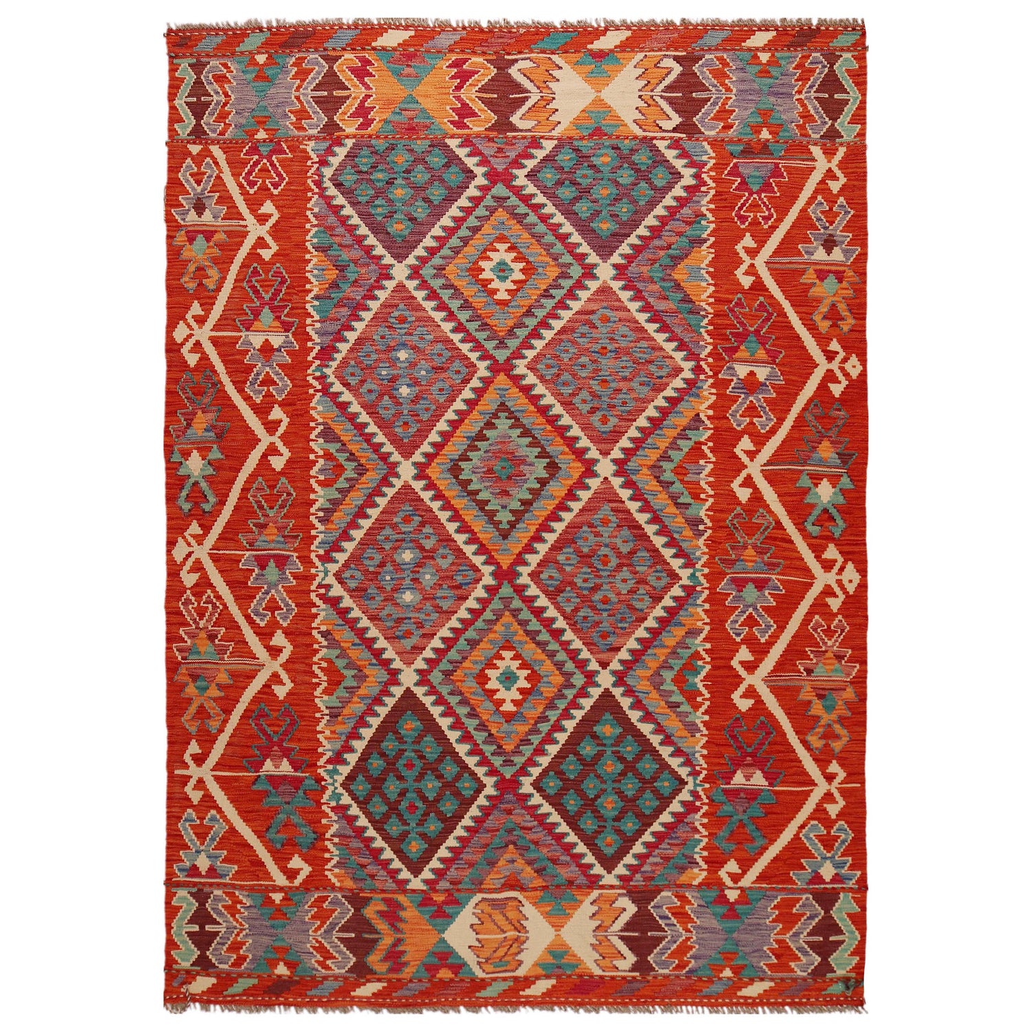 Handmade Vegetable Kelim 6' 0" x 8' 5" (ft) - No. W35934