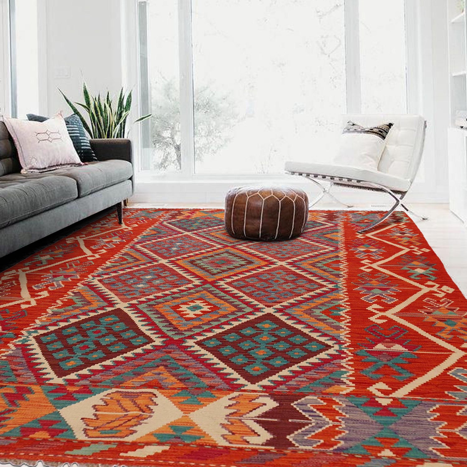 Handmade Vegetable Kelim 6' 0" x 8' 5" (ft) - No. W35934