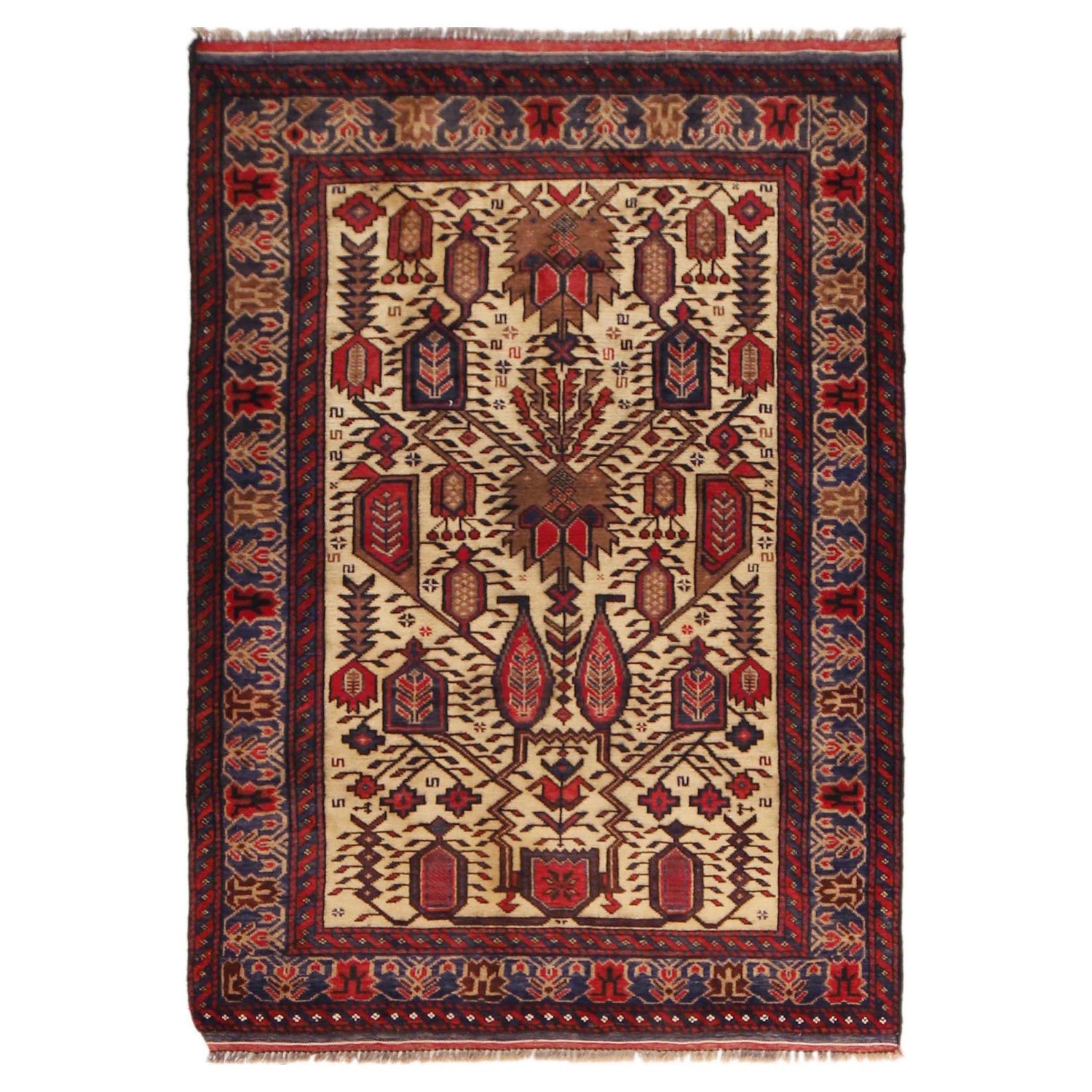 Traditional Baloch Rug 3' 2" x 4' 7" (ft) -No W36344
