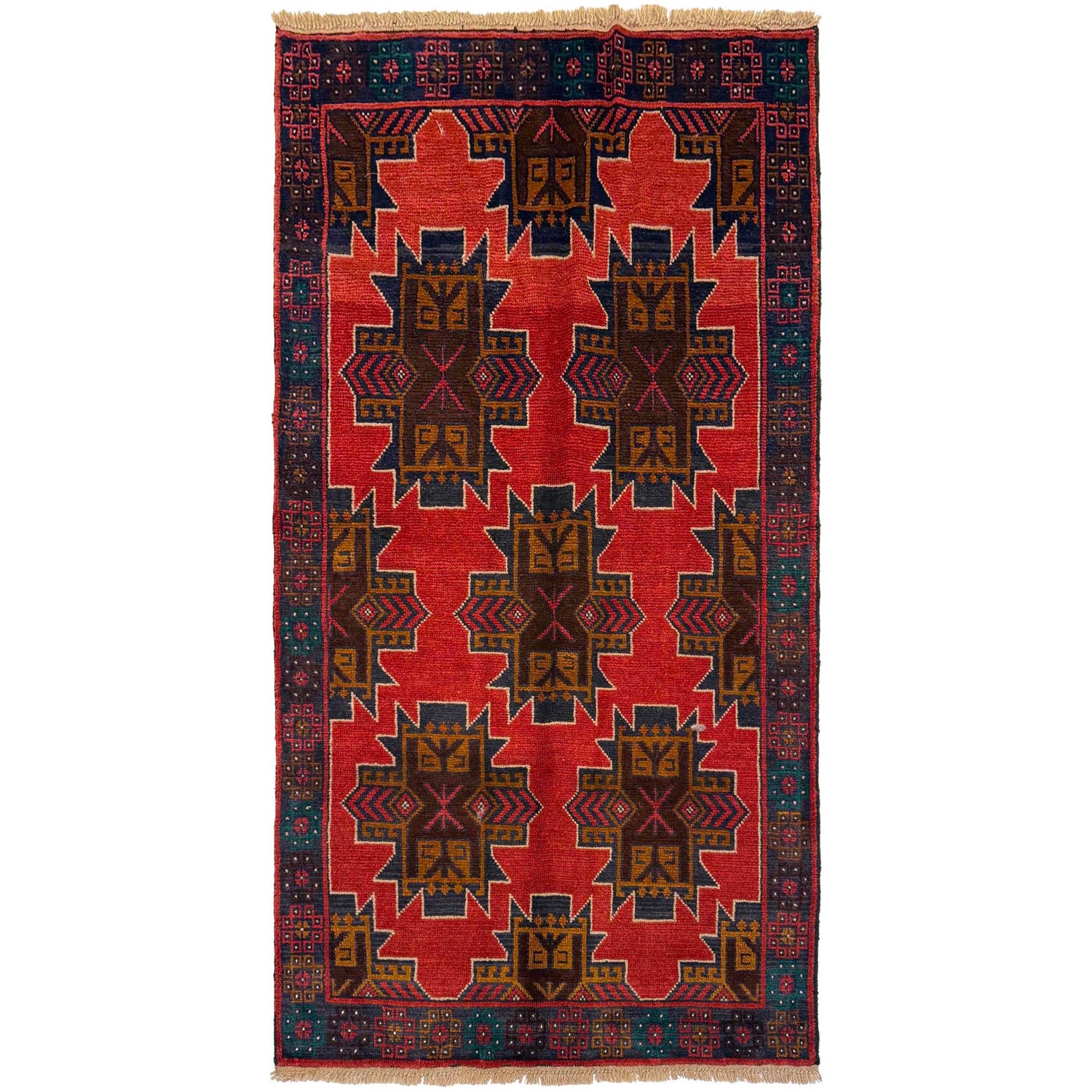 Hand Knotted Baluchi Rug 3' 7" x 6' 6 (ft) - No. W36542