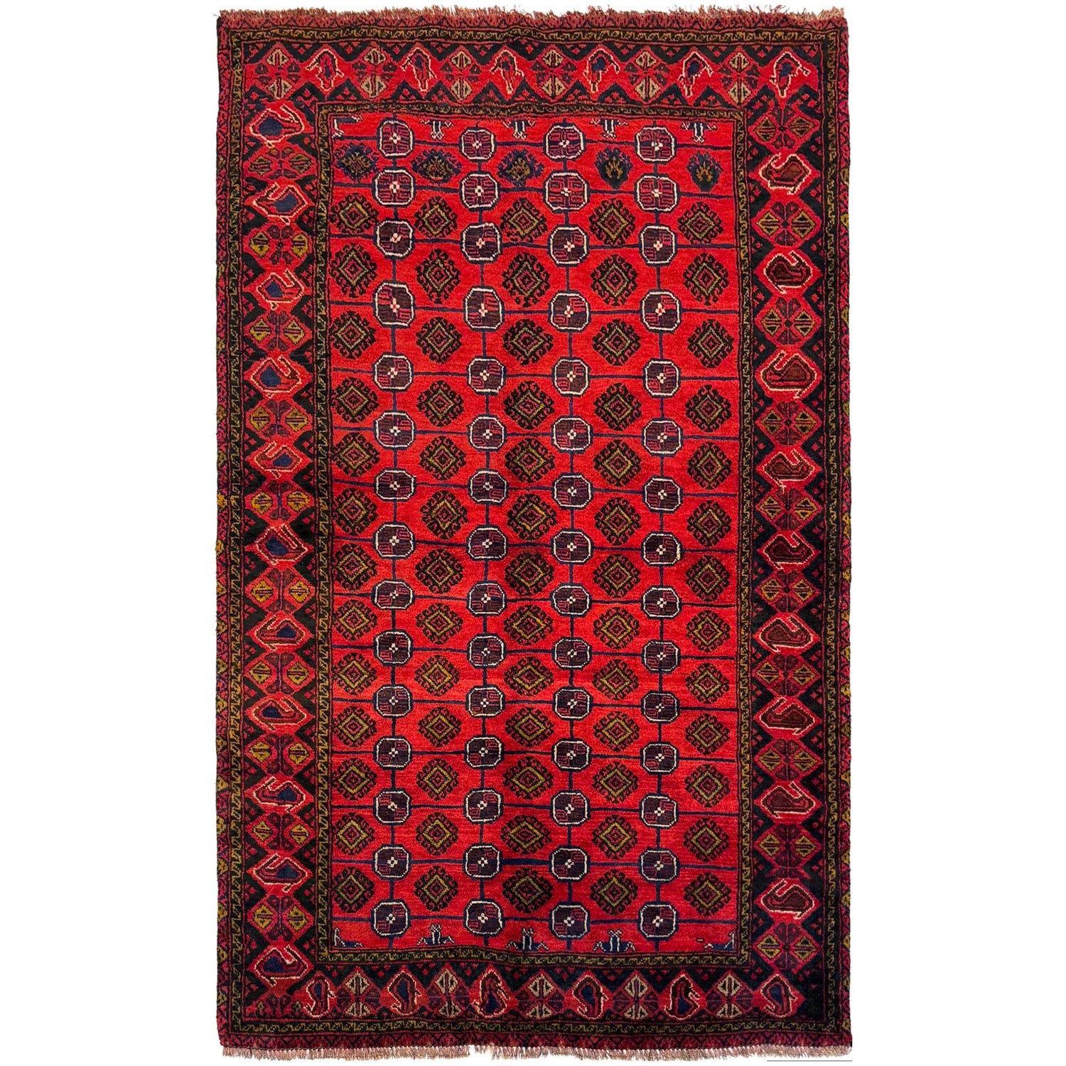 Red Color Baluchi Rug 3' 8" x 5' 10" (ft) - No. W36551
