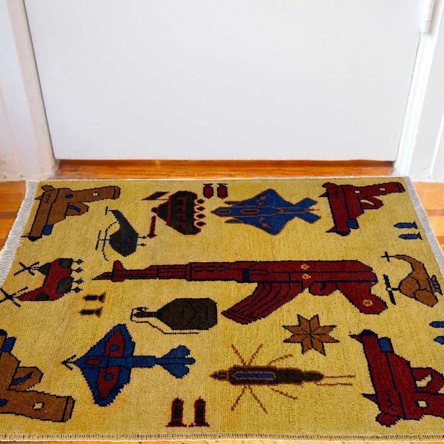 Yellow Color War Rug 1' 11" x 2' 10" (ft) - No. W36575