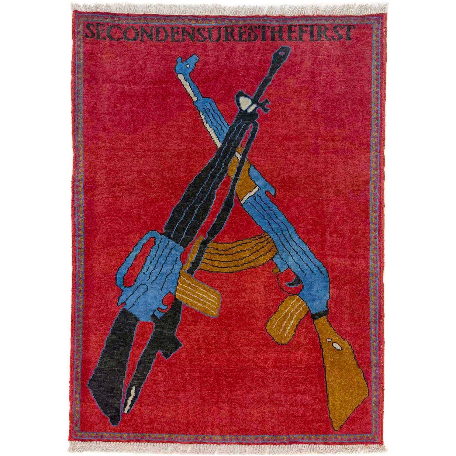 Red Color War Rug 2' 9" x 3' 10" (ft) - No. W36605