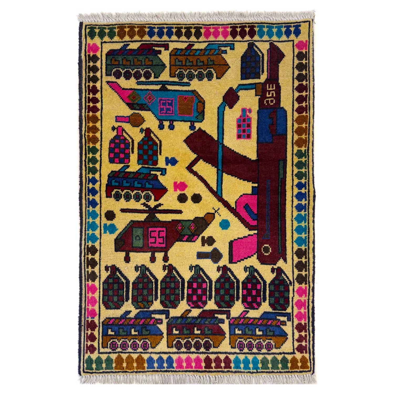 Handmade War Rug 1' 11" x 2' 11" (ft) - No. W36607