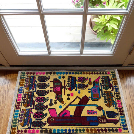 Handmade War Rug 1' 11" x 2' 11" (ft) - No. W36607