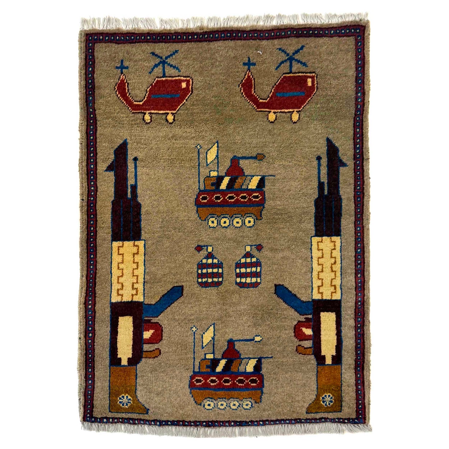 Hand Knotted War Rug 2' 1" x 2' 10" (ft) - No. W36609
