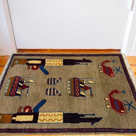 Hand Knotted War Rug 2' 1" x 2' 10" (ft) - No. W36609